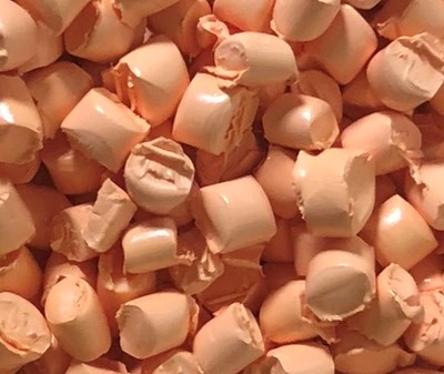 Cream-colored plastic pellets