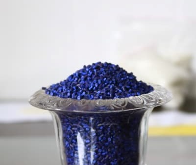 Blue plastic pellets