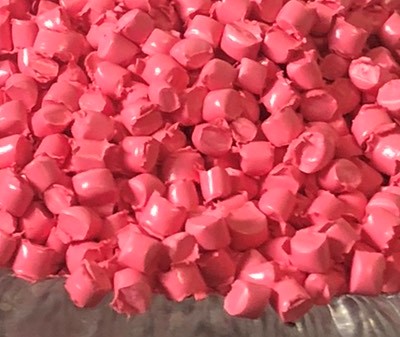 Pink plastic pellets