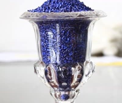 Blue plastic pellets