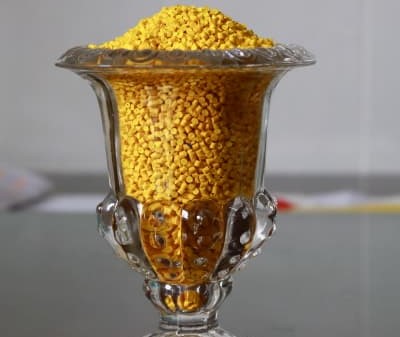 Yellow plastic pellets