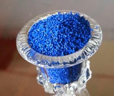Blue plastic pellets