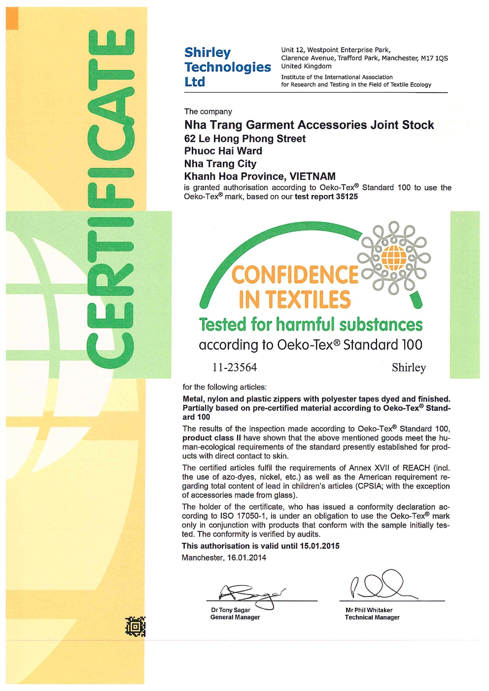 Certification