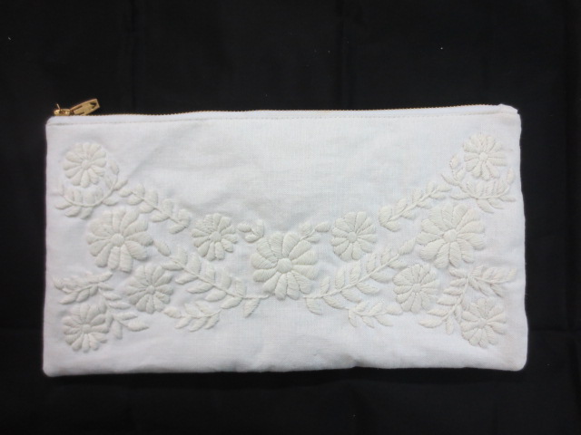 White embroidered wallet