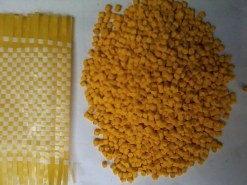 Yellow plastic pellets