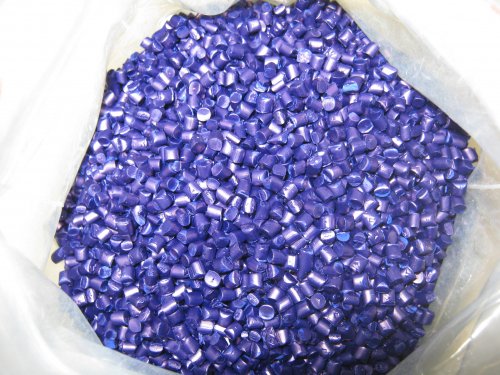 Blue plastic pellets