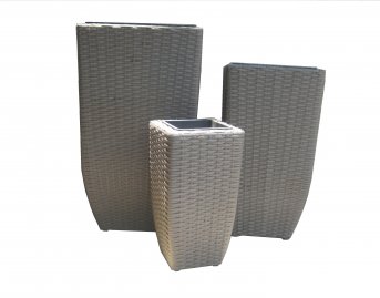 Grey rattan pot