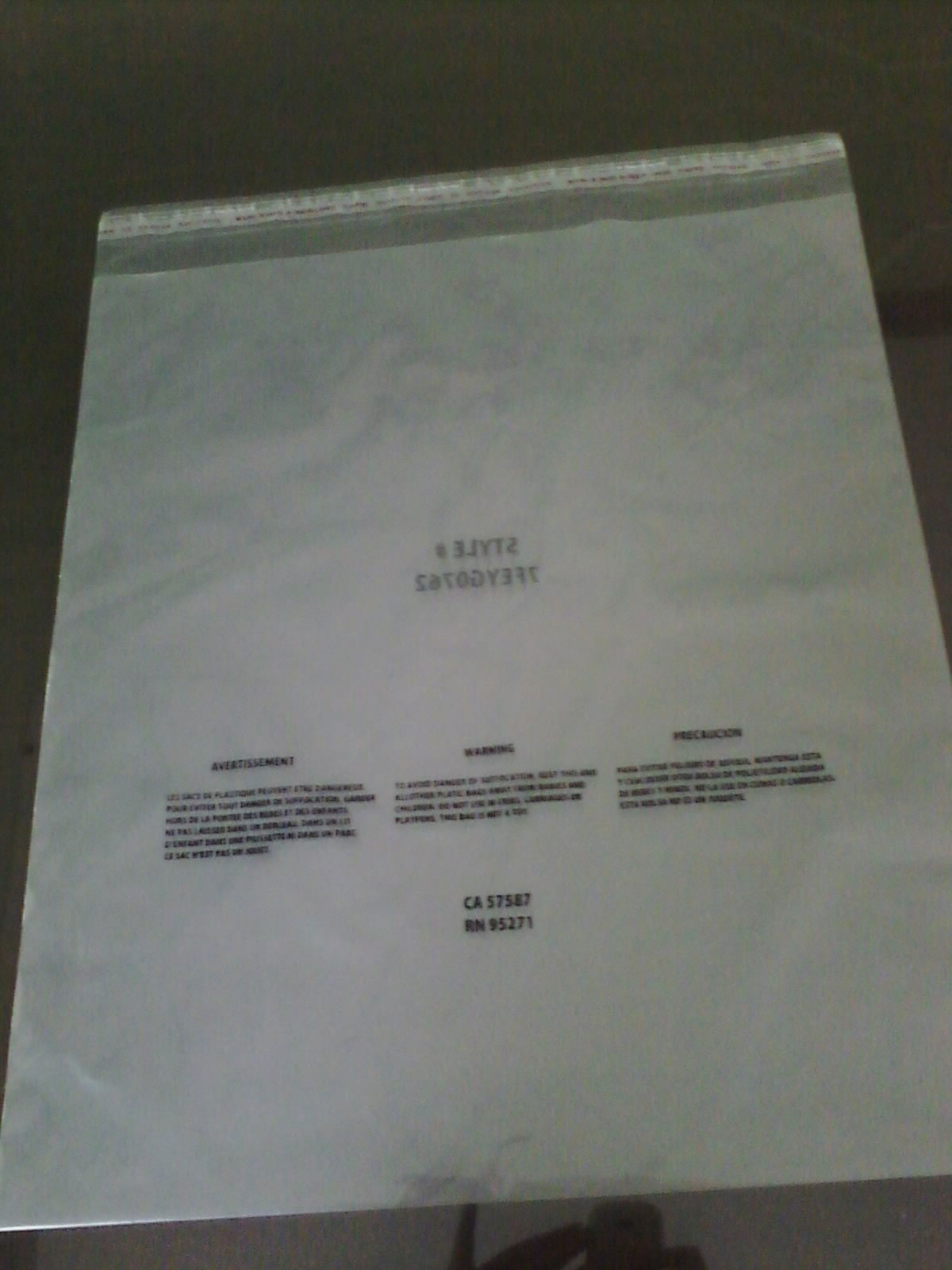 Garment packaging printing