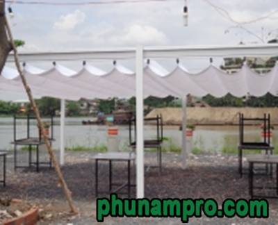 White sliding retractable awnings