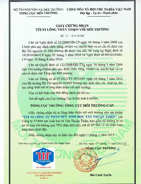 Certification of Biodegradable Plastic Bags