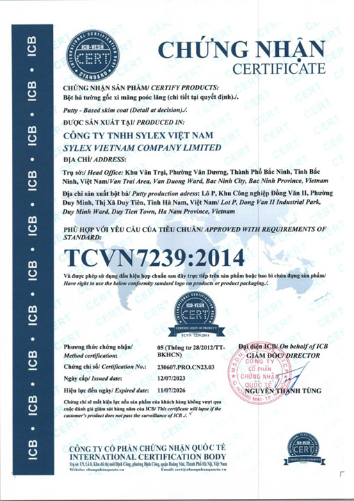 TCVN 7239:2014 certificate