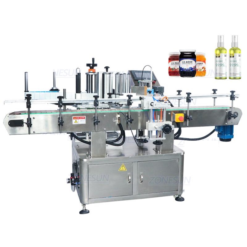 Automatic round bottle labeling