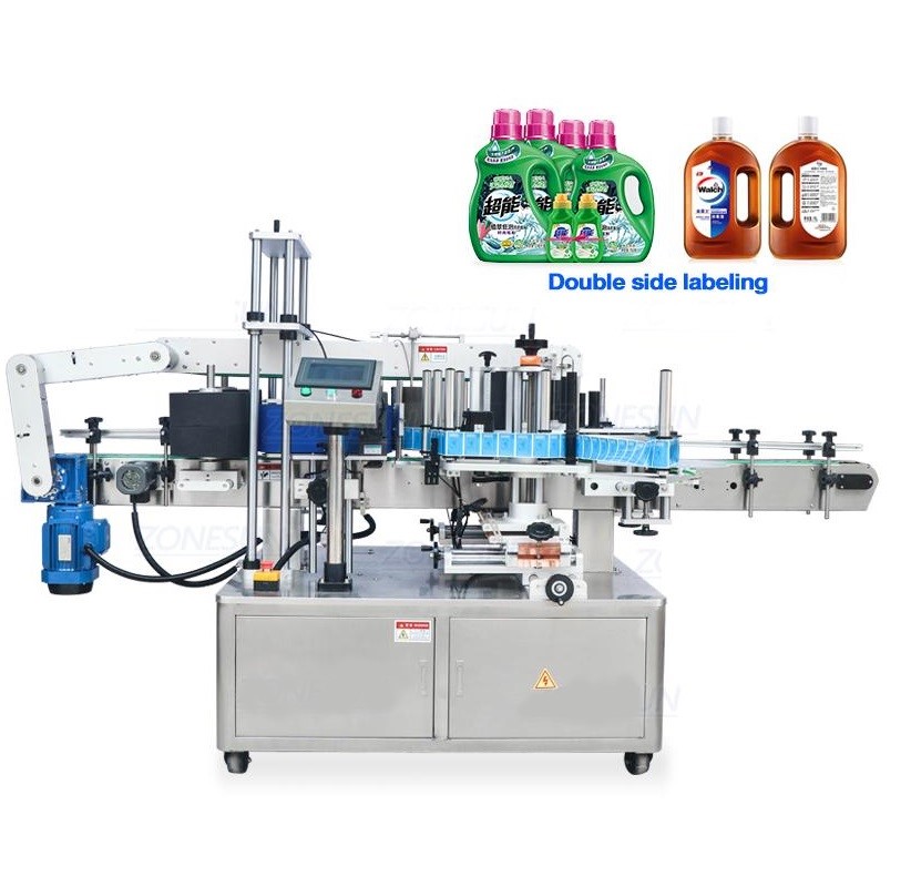 Automatic square bottle labeling
