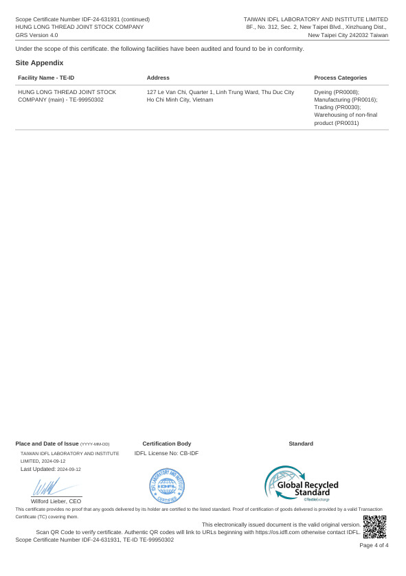 GRS Certificate