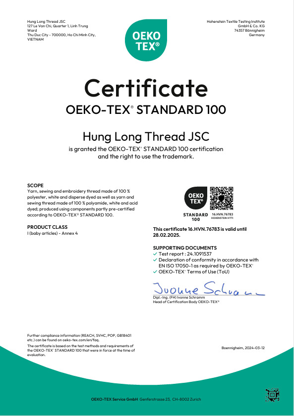 Oekotex Certificate