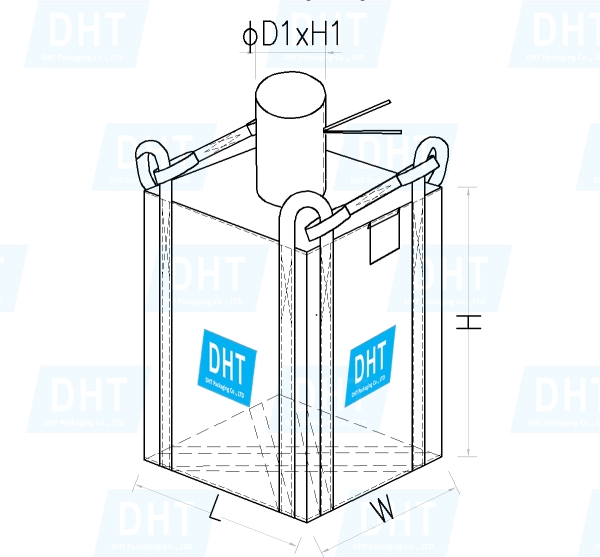 Square jumbo bag with bottom handles
