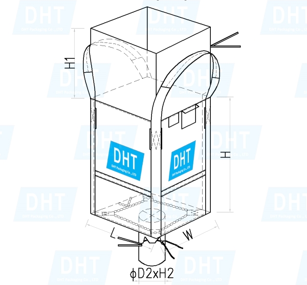 Square jumbo bag with bottom handles