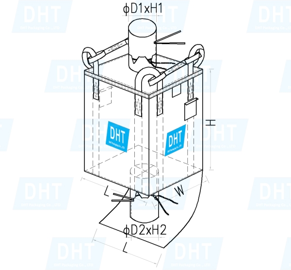 Square jumbo bag with horizontal handles