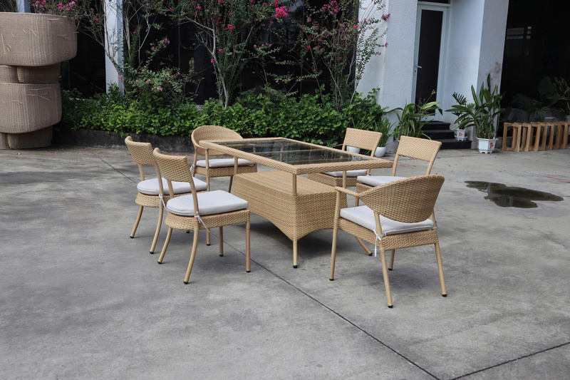Poly rattan table and chairs