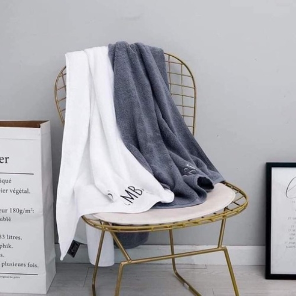 Logo embroidered bath towel