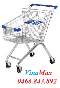 Blue supermarket trolley