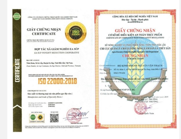 Certificate of food hygiene and safety for purple brown rice vermicelli