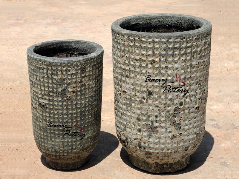 Bubble Glazed Tall Pot Planter