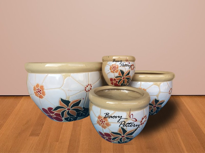Glazed Ceramic New Flower Pattern Pots