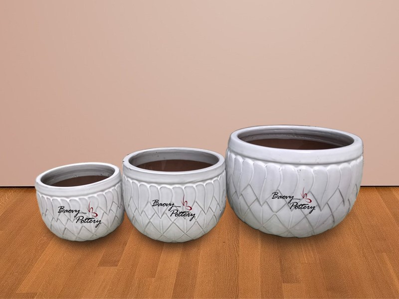 New White Glazed Ceramic Bowl Pots