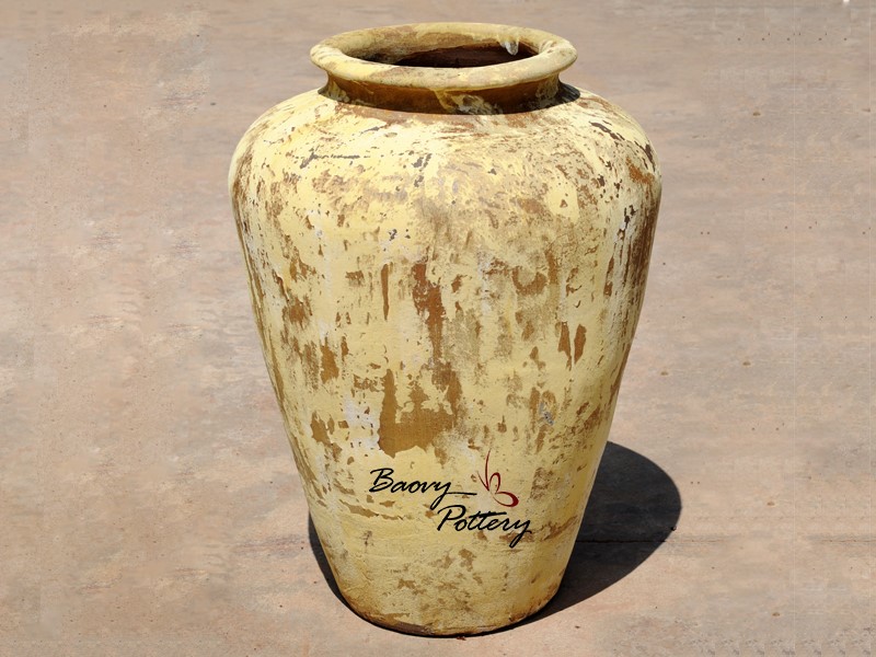 Yellow Rustic Large Jar Planter