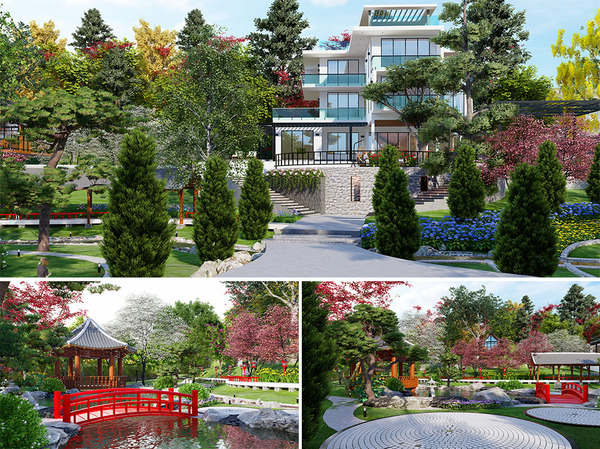 Villa garden design and construction