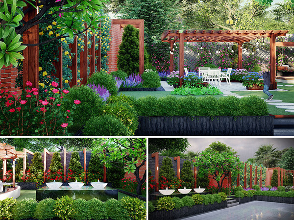 Villa garden design and construction