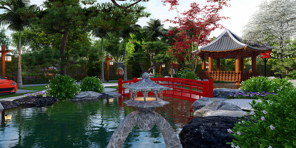 Villa garden design and construction
