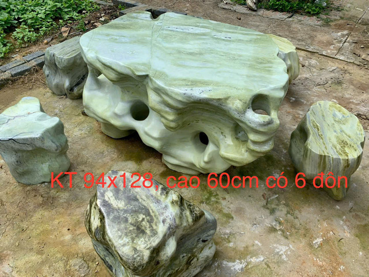 Monolithic stone table and chair set