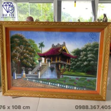 One Pillar pagoda gemstone painting