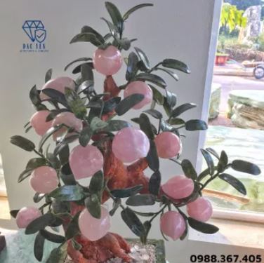 Natural pink quartz stone peach tree