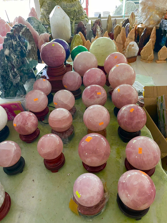 Natural rose quartz sphere