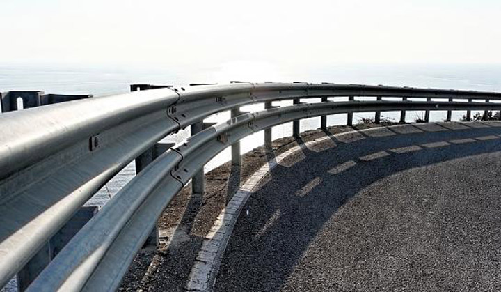 W-beam guardrail installation