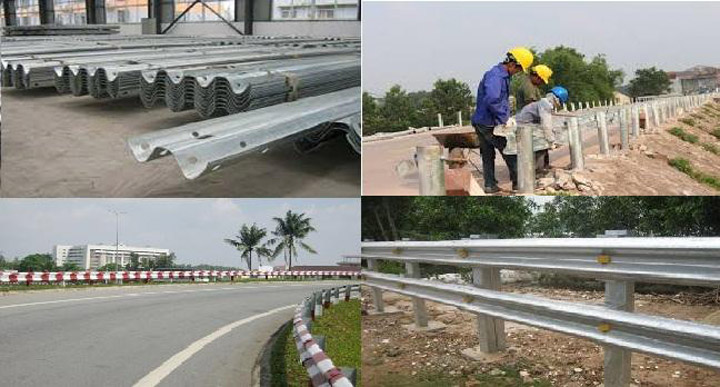 W-beam guardrail installation
