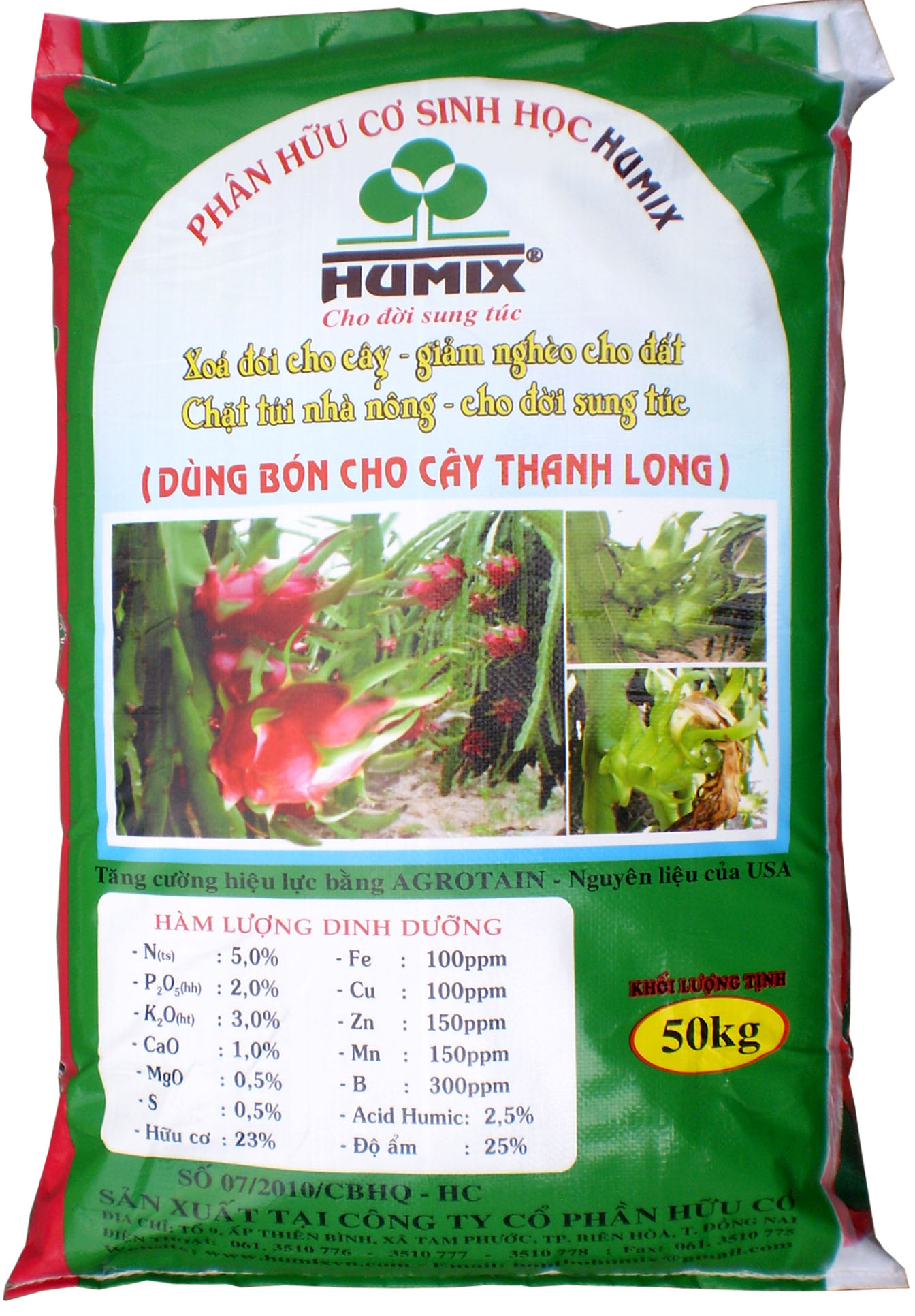 Bio-organic fertilizers HuMix for dragonfruit