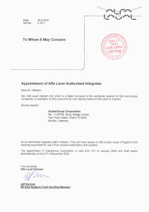 Distributor certificate