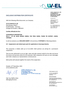 Distributor certificate