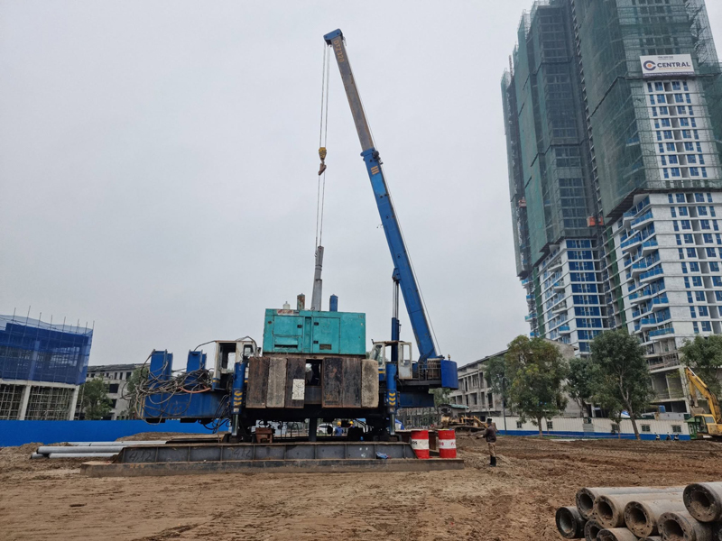 Pile driving construction