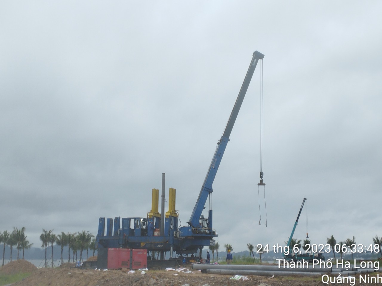 Pile driving construction