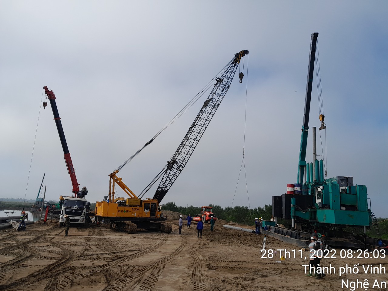 Pile driving construction