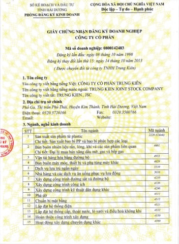 Business registration certificate