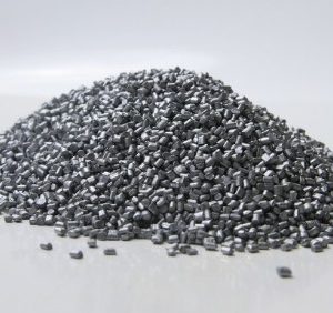 Gray recycled plastic pellets