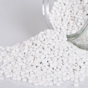 White HDPE recycled plastic pellets