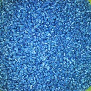 Blue HDPE recycled plastic pellets