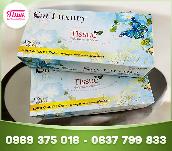 CAT luxury 3-ply box facial tissue – 100 Sheets